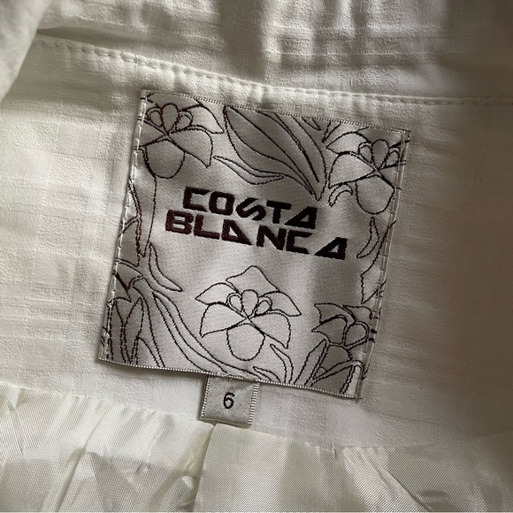 Y2K Vintage Costa Blanca Short Sleeve Blazer White 100% Cotton Size 6 Small - Picture 7 of 8